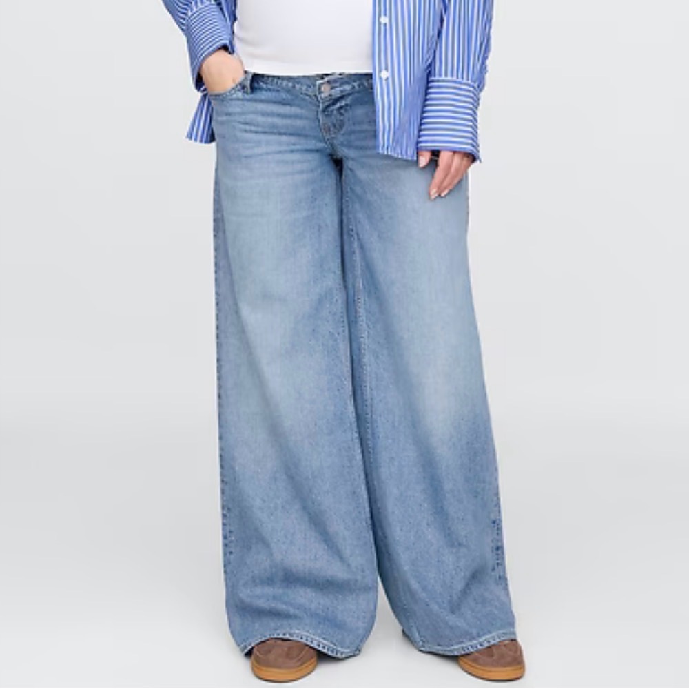 Gap Wide Leg Light Blue Maternity Jeans